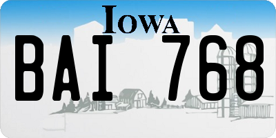 IA license plate BAI768