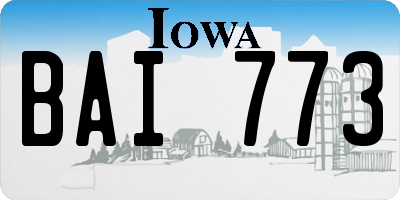 IA license plate BAI773
