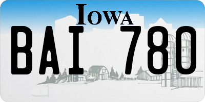 IA license plate BAI780