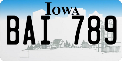 IA license plate BAI789