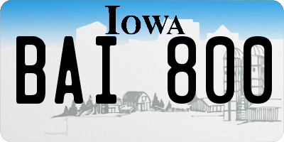 IA license plate BAI800