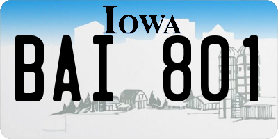 IA license plate BAI801