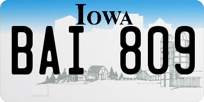 IA license plate BAI809
