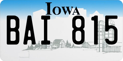 IA license plate BAI815