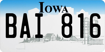 IA license plate BAI816
