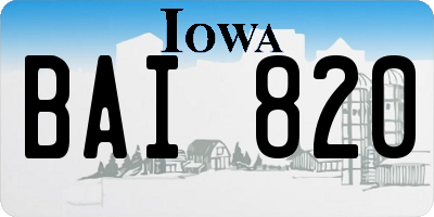IA license plate BAI820