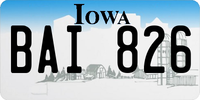 IA license plate BAI826