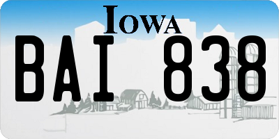 IA license plate BAI838
