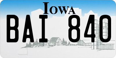 IA license plate BAI840
