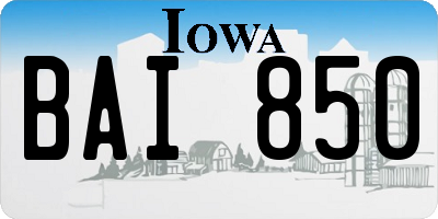 IA license plate BAI850