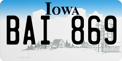 IA license plate BAI869