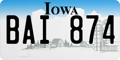 IA license plate BAI874