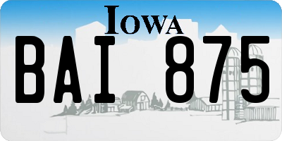IA license plate BAI875