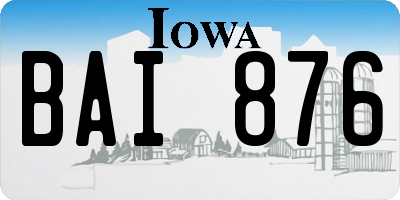 IA license plate BAI876