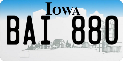 IA license plate BAI880
