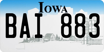 IA license plate BAI883