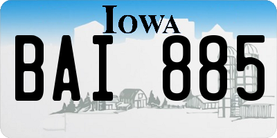 IA license plate BAI885