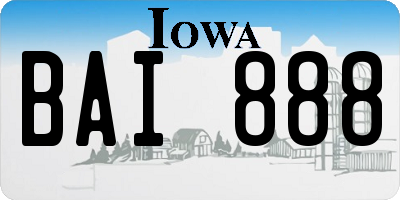 IA license plate BAI888