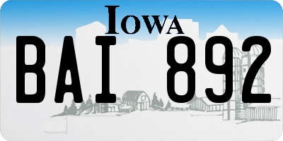 IA license plate BAI892