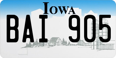 IA license plate BAI905