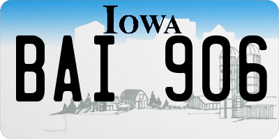 IA license plate BAI906