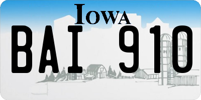 IA license plate BAI910