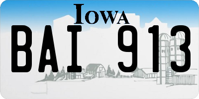 IA license plate BAI913