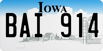 IA license plate BAI914