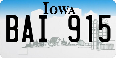 IA license plate BAI915