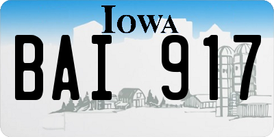 IA license plate BAI917