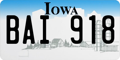 IA license plate BAI918