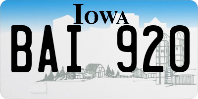IA license plate BAI920