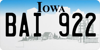 IA license plate BAI922
