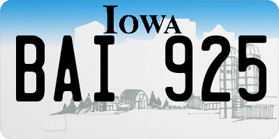 IA license plate BAI925