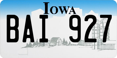 IA license plate BAI927