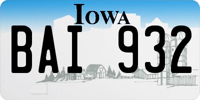 IA license plate BAI932