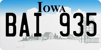 IA license plate BAI935