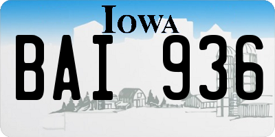 IA license plate BAI936