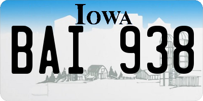 IA license plate BAI938