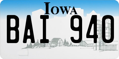 IA license plate BAI940