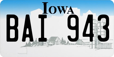 IA license plate BAI943