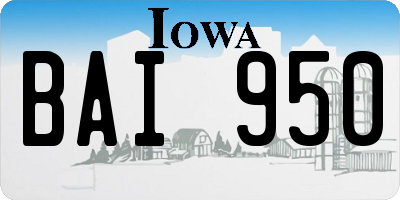 IA license plate BAI950