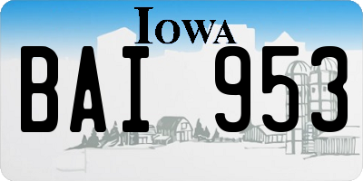 IA license plate BAI953