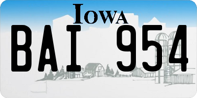 IA license plate BAI954
