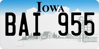 IA license plate BAI955