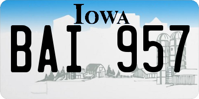 IA license plate BAI957