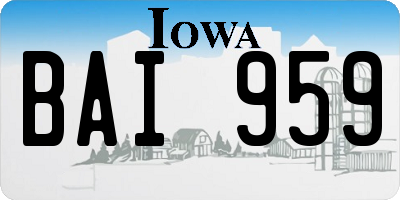 IA license plate BAI959