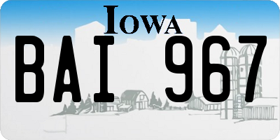 IA license plate BAI967