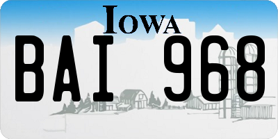 IA license plate BAI968