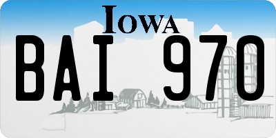 IA license plate BAI970
